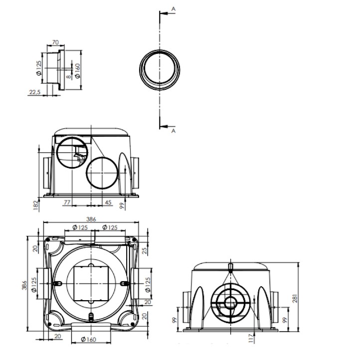 Comfofan Silent Limited - woonhuisventilator met Perilex aansluiting